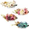 Cinaci Confezione da 4 pettini laterali in metallo con fiore artificiale per capelli, fermagli floreali, per matrimonio, matrimonio, forcine per capelli, chignon, ragazze, spose e damigelle d'onore