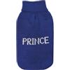 Record - Maglioncino per Cani Royal Prince. Maglione con Collo Alto e scritta PRINCE in Fili Metallici, Foro Guinzaglio e Lavabile in lavatrice| Blu, Lunghezza dorso 50 cm