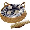 JISADER Cuccia per Gatti, Cuccia per Animali con Cuscino, Tiragraffi per Gatti con Nido Lavabile, per Gatti da Interno, Cuccioli, Cuccioli di, Cuscino Blu 38x13cm