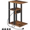 HOOBRO Tavolino da Divano a C, Tavolino con Stazione di Ricarica, per Spazio Piccolo, 1 Presa di Corrente e 2 Porte USB, Facile da Montare, per Soggiorno, Marrone Vintage e Nero EBF66CSF01