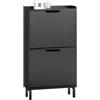 SoBuy Scarpiera Salvaspazio Slim da Ingresso Mobile Portascarpe con 2 Ante a Ribalta Regolabili in Legno Armadio Scarpiera Alta e Stretta per Corridoio, 50x19x90 cm，Nero, FSR177-SCH