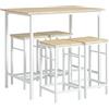 SoBuy Set 5 Pezzi Tavolo con 4 sgabelli Mobile Bar per casa Stile Industriale Bianco e Naturale, L100*P60*A87cm, OGT11-WN