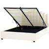Beliani Letto contenitore velluto bianco sporco 160 x 200 cm testata alta a conchiglia
