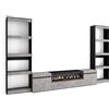 Skraut Home | Mobile Soggiorno TV | Parete Attrezzata Soggiorno | 320x186x35cm | Per TV fino a 80 | Camino elettrico | Stile moderno | Cemento