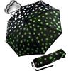 iX-brella Mini Ultra Light - Ombrello tascabile da donna con tetto grande, extra leggero, Colore cangiante - Paintdrops Neon Green, Taschenschirm Handöffner, Ombrello tascabile apribile