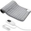 VIBOOS Termoforo Elettrico, Pad Elettrico con Spegnimento Automatico e 6 Livelli di Temperatura, Pad Riscaldante per Schiena, Spalla, Pancia Tecnologia di Riscaldamento (Grigio Argento, 30x60 cm)