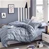KEAYOO Biancheria da letto 135 x 200 cm, in cotone per l'inverno fino all'estate, grigio a righe con chiusura lampo, 2 pezzi