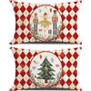 ZJILIXIA 2 Pcs Cuscini Natalizi per Letto,Federe Cuscini Natalizi 50x30,Decorazioni Natalizie Lino,Quadrate per Cuscino per Divano,Federa a Tema Natalizio,Per Casa Addobbi Soggiorno Sedia Decorativi (Stile-A)