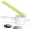 Relaxdays, Bianco/Verde Schiacciapatate, 3 Dischi Forati, Pressa per Passatelli, Passa Verdure, Spaghetti di Gelato, Plastica