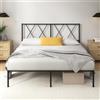 Zinus Elias Letto Matrimoniale 160x190 cm - Letto 160x190 - Durevole base in metallo con testata - Altezza 30 cm - Rete a doghe in metallo inclusa - Spazio di archiviazione sottostante - Nero