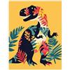 Artery8 Boho Botanical Pattern T Rex Dinosaur Design Living Room Large Wall Art Poster Print Thick Paper 18X24 Inch