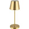 APS 17008 MERLE Lampada da tavolo USB-C wireless, temperatura colore e luminosità regolabili, protezione contro gli spruzzi d'acqua IP 54, incl. dock station e telecomando, oro