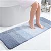 Homaxy Morbido tappeto da bagno, 40 x 120 cm, antiscivolo, lavabile, a pelo lungo, in microfibra, assorbente, colore: blu