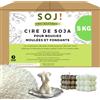 Soj Cera di soia per candela modellata e fondente in pellet, cera per candele non OGM, 100% naturale e vegano, produzione di candele vegetali, confezionata in Francia (5KG)