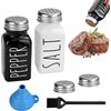 BUENTYA 2 Saliera Pepiera Barattoli Pepe e Sale in Vetro bianco e nero Barattoli Sale Pepe Zucchero con 1 Spazzola e 1 Imbuto Agitatori Pepe per Cucina Barbecue Ristorante