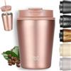 Milu Tazza Termica per caffè 300ml, 400ml, 500ml - Thermo Coffee Mug-to-Go, Tazza da Viaggio Senza BPA, Litri con Isolamento, In Acciaio Inox e Tenuta stagna per caffè e tè (Rose Gold, 300ml)