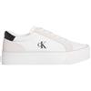 Calvin Klein Donna Sneakers Vulcanizzate Flatform Nylon Mix con Logo, Bianco (Bright White/Black), 40