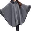 Elonglin - Poncho da donna con collo arrotolato, in finta pelliccia, cardigan a maniche calde grigio (Lunghezza : 87 cm) 60/ 65kg/XXL