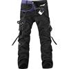 HAXNOHEY Pantaloni Multitasche Uomo Tactical Cargo Pants Uomo Pantaloni da Lavoro Militari Tattici Lunghi Taglie Forti Uomo Cargo Jogger Trousers Work Pants Pantaloni Tasche Laterali Casual Combat Uomo Nero