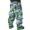 The blueskin Pantaloni Baggy Camo Verde Fluo Uomo e Ragazzo, Stile Skate, Rap, Hip Hop, 100% Cotone Ripstop, Larghi | Taglia W34 IT 48