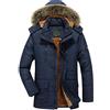 riou Giacca Invernale Uomo Lungo con Cappuccio e Zip in Peluche Elegante Cappotto Caldo Vintage in Pile Giubbino Antivento Fodera Moto Giacca di Cotone con Colletto Parka Giubbotto Inverno