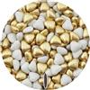 EinsSein 1kg Confetti di Cuore al cioccolato Mix piccolo oro bianco lucido | confetti mandorla matrimonio laurea cioccolato nascita bimbo colorati bambina cuoricini | confettata kit communione