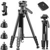 CAMBOFOTO Treppiede compatto da 188 cm per DSLR con borsa per il trasporto, 1/4, universale, montaggio a vite, treppiede leggero a 3 vie, testa panoramica (nero) …