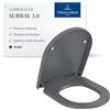 Villeroy & Boch Subway 3.0 - Sedile WC con abbassamento automatico, in Duroplast rimovibile, infrangibile, ricambio originale, coperchio a forma di D, colore: grafite opaco