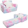 decalsweet Divano Bambini Trasformabile 2-in-1,Poltroncina Pieghevole per Bambini con Cuscino a Forma di Stella,Comoda Divano Letto per Bambini per Camere da Letto e Soggiorno,Regalo per Ragazze,Rosa