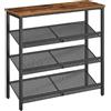 HOOBRO Scarpiera, Scaffale Portascarpe a 4 Ripiani, con 3 Ripiani di Rete Metallica Regolabili, Contiene 12/15 Paia di Scarpe, Stabile, Stile Industriale, per Ingresso, Armadio EBF42XJ01