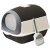 JISADER Toilette per Gatti Chiusa e Coperta, lettiera per Gatti con Cappuccio, lettiera per Gatti Grande, con Lato Alto, lettiera per Gatti antispruzzo, Nero Bianco