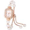Silverora Orologi da donna con perle e strass glitter: piccolo analogico al quarzo da donna con brillantini e diamanti regolabili con braccialetto di perle artificiali, regali per donne e ragazze, Oro