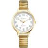 Silverora Orologi da donna elastici grande quadrante: trasparenti analogici al quarzo, facili da leggere, con cinturino in acciaio inox, ideali come regalo per donne anziane, gold, Bracciale