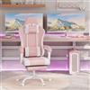 WOLTU Sedia Gaming con Massaggio, Poltrona Ufficio Ergonomica, Ampia Sedia Girevole Imbottita per Computer con Cuscino Lombare Massaggiante, Carico 150 Kg, Tessuto a rete Rosa+Bianco,GS15rsw
