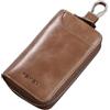 PORRASSO Astuccio Portachiavi Vera Pelle Auto Del Sacchetto Portachiavi Portatile Sacchetto Chiave Key Case con 6 Gancio per Uomo Cachi B