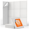 TONOR 12 Pezzi Pannelli Fonoassorbenti Adesivi, 30 x 30 x 0,9 cm Pannello Fonoassorbente Ad Alta Densità, Insonorizzazione Stanza per Cinema Domestico, Soggiorno, Camera da Letto, Bianco