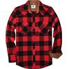 Dctop Camicia in flanella da uomo a maniche lunghe, camicia da boscaiolo, a quadri, con bottone, in cotone con tasca, vestibilità normale, casual, camicia, 1# Rosso/Nero, L