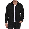 MoFiz Camicia da Uomo in Velluto a Coste Maniche Lunghe Camicia Giacca Casual Button-Down Calda Morbida Camicia Autunno Inverno con Tasche Beige EU 3XL