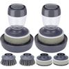 BEOIUCZZY Spazzola per piatti con dispenser per detersivo, 2 spugne per lavastoviglie con dispenser per detersivo integrato, set di spazzole per la pulizia con 4 pezzi di ricambio per piatti, pentole, pentole,