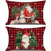 ZJILIXIA 2 Pcs Cuscini Natalizi per Letto,Federe Cuscini Natalizi 50x30,Decorazioni Natalizie Lino,Quadrate per Cuscino per Divano,Federa a Tema Natalizio,Per Casa Addobbi Soggiorno Sedia Decorativi (Stile-B)
