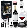 TOSUTO Decanter per Vino Rosso 8 in 1, Accessori per Vino,Decanter per Vino con Support,Fornito con Tappo per Vino Rosso,Tagliacapsule,Versatore per Vino,Anello Anti-perdite,Apribottiglie(Set)