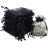 Leeyunbee 100PCS 7x9cm Nero Sacchetti Regalo Organza, Borse Organza con Coulisse, Gioielli Sacchetto, Sacchetti Bustina Organza per Nozze Regalo Caramella Partito Gioielli