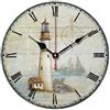 S.W.H SWHONG Orologio da Parete a Forma di Faro Classico,Numeri Romani a Batteria Retrò Orologio in Legno Silenzioso per Cucina Bagno,12 Pollici