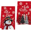 YUNHENTONG Strofinacci Natalizi, 2 Pezzi Strofinaccio Cucina Natale 18 x 26 Pollici Strofinacci da Cucina Natalizi Carino Asciugamani Natalizi per i Casalinghi Natalizi (Rosso)