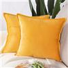 Madizz 2 Pezzi Federe in Velluto Copricuscini Morbido Decorativo Fodere per Cuscino Lusso Stile per Divano Camera da Letto Giallo Quadrate 55x55 cm