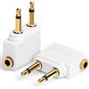 AXFEE Aereo Adattatore, 2Pezzi Adattatore Cuffie Volo Placcati in Oro, per Cuffie Universale Adattatore Aereo per Sistemi Multimediali, Bianco