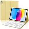 FOGARI Custodia Tastiera Bluetooth per iPad 10 Generazione 10.9" 2022, Qwerty Italiana, Design Moderno con Slot per Pencil, Protezione Completa e Supporto Multiangolo Regolabile - Giallo