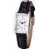 Silverora Orologi da donna in pelle rettangolare: piccoli rettangolari analogici al quarzo da donna con scala romana Squisiti orologi da polso con cinturino in pelle Regali per le donne, bianco nero,