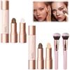 KnoRRS No Limits Cream Bronzer Stick - 2PCS Harmony Bronzer Stick 2 in 1 Cream Bronzer and Highlighter Stick Long Lasting Waterproof Face Brighten, Creamy Sculpting Bronzer Stick with brush (01+02)
