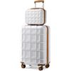 KONO Set di 2 Valigia e Borsa da Toilette Bagaglio a Mano Rigida ABS Piccola Trolley con TSA Lucchetto e 4 Ruote Girevoli, Bianco